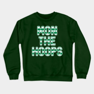 Mon The Hoops, Glasgow Celtic Football Club Green and White Striped Text Design Crewneck Sweatshirt